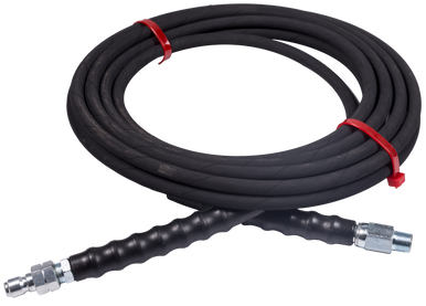 BE Power Equipment 85.225.125 High-Pressure Hose - 25' X 1/4" Black 4000 PSI, Steel Braided Rubber, QC Plug