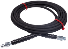 Load image into Gallery viewer, BE Power Equipment 85.225.125 High-Pressure Hose - 25' X 1/4" Black 4000 PSI, Steel Braided Rubber, QC Plug