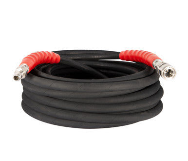 BE Power Equipment 85.238.251 High-Pressure Hose - 50' X 3/8" Black, 6000 PSI, Double Steel Braided Rubber, QC Fittings