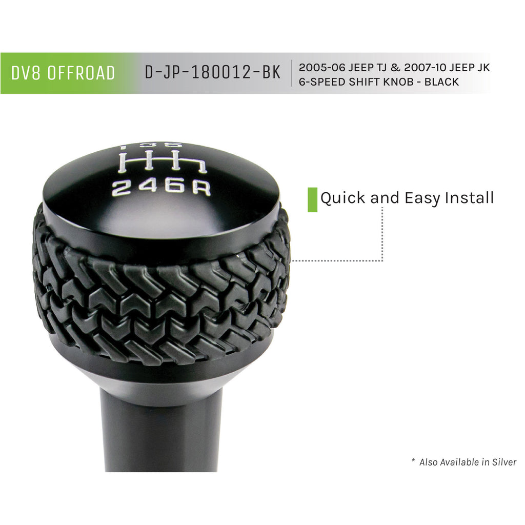 ~(0.6-Lbs.-12X6x2)~-2005-10-Jeep-Tj-Jk-6-Speed-Shift-Knob-Black-Finish