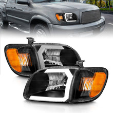 Load image into Gallery viewer, 00-04-Toyota-Tundra-(Fits-RegAcc-Cab-Only)-Crystal-Headlights-WLight-Bar-Black-WCorner-Light