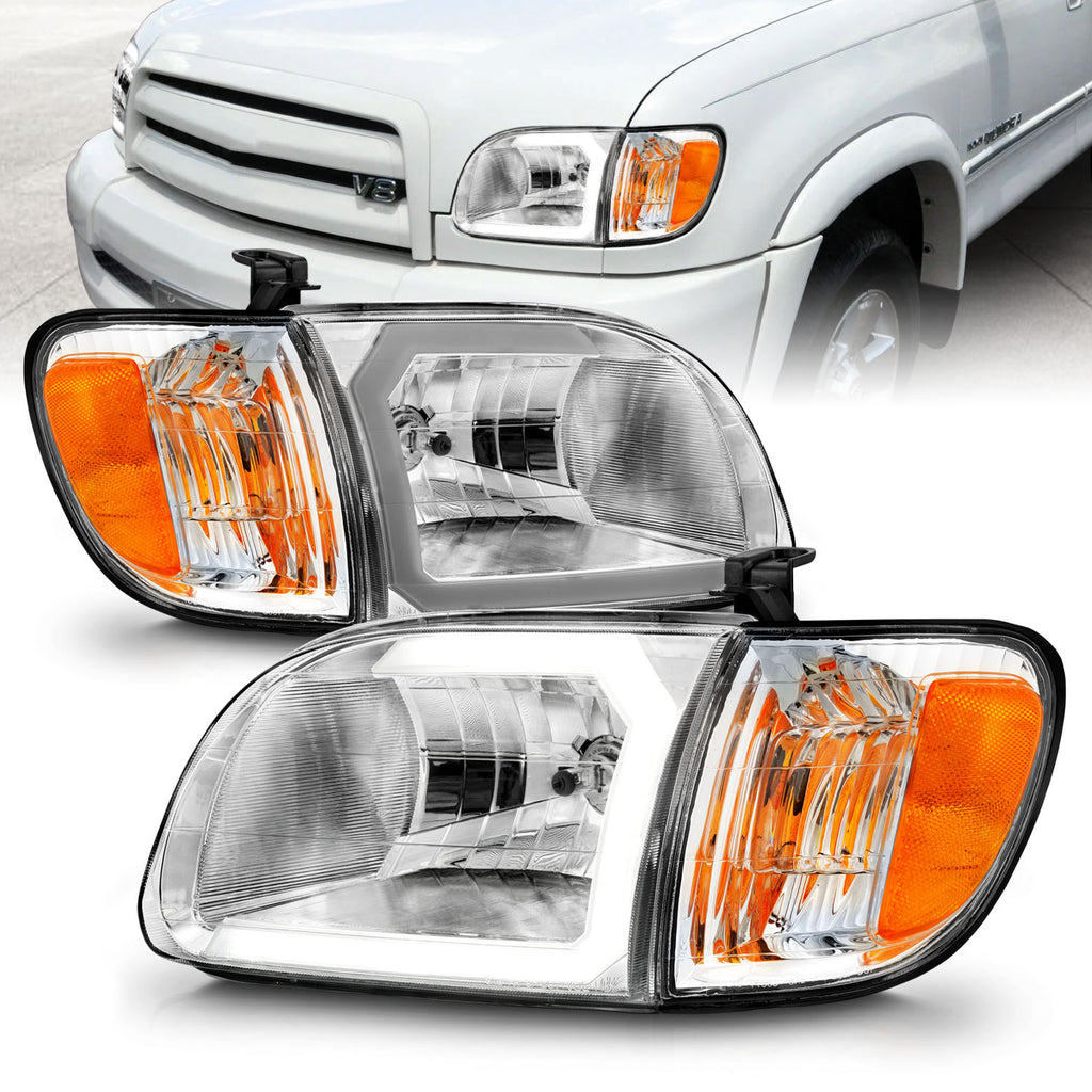 00-04-Toyota-Tundra-(RegAcc-Cab-Only)-Crystal-Headlights-WLgt-Bar-Chrome-WCorner-Lights-2Pc