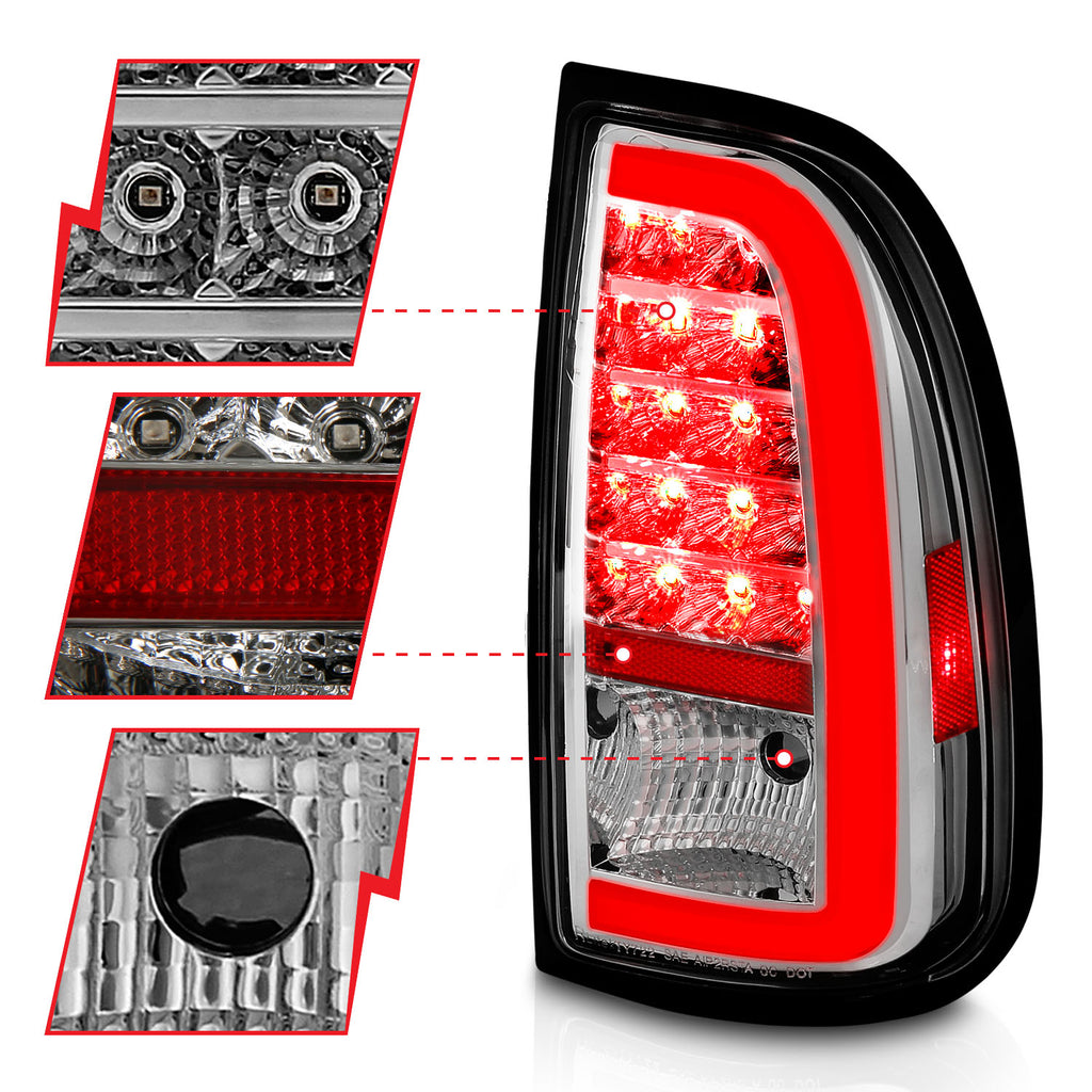 00-06-Toyota-Tundra-Led-Taillights-W-Light-Bar-Chrome-Housing-Clear-Lens