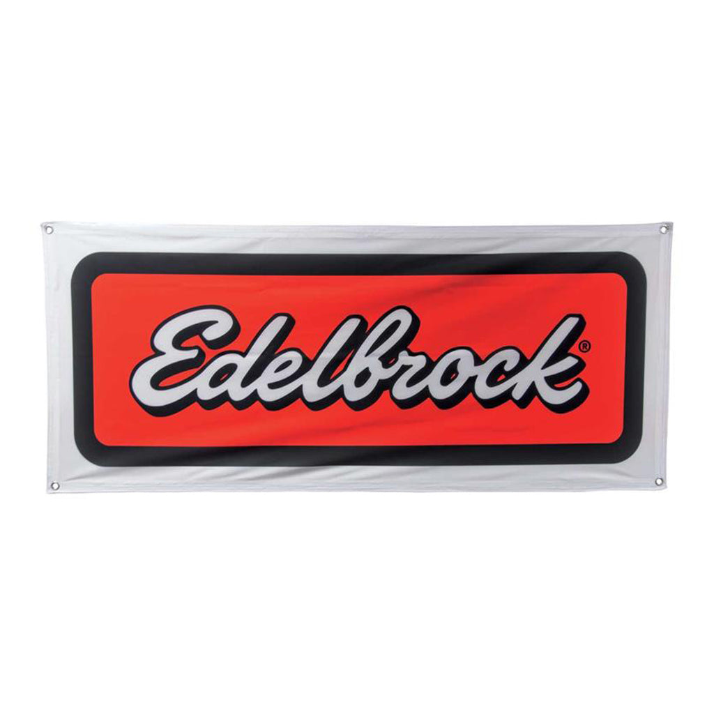 Edelbrock 0371 Logo Banner #0371 Polyester Material, 26 X 62 Inches With Grommets