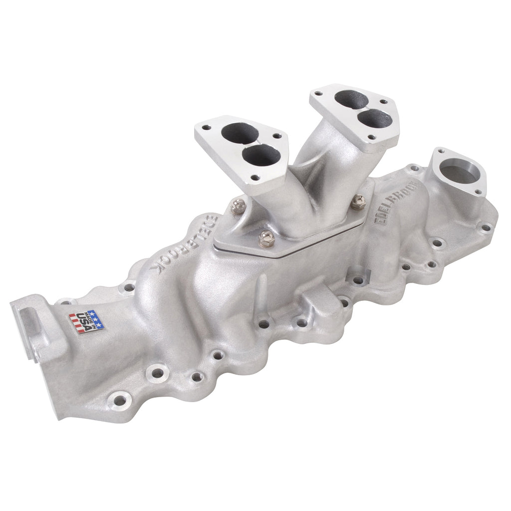Edelbrock 1103 Slingshot Dual-Carb Intake Manifold for 1938-53 Ford Flathead for Select Ford 1 Ton Pickup, Ford 1/2 Ton Pickup, Ford 3/4 Ton Pickup, Ford Club, Ford Country Sedan, Ford Country Squire, Ford Courier Sedan Delivery, Ford Crestline, Ford
