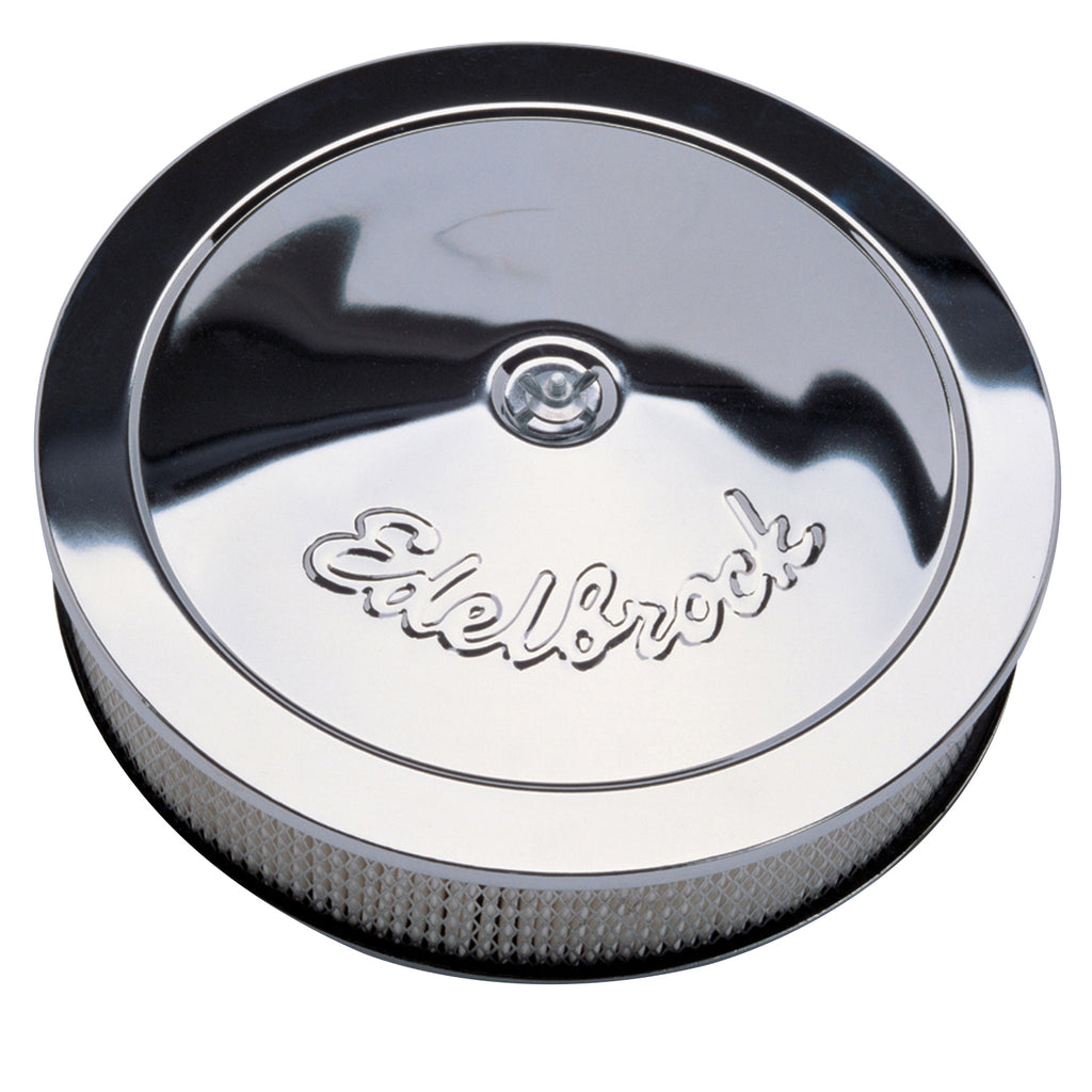 Edelbrock 1207 Pro-Flo Chrome 14" Round Air Cleaner with 3" Paper Element