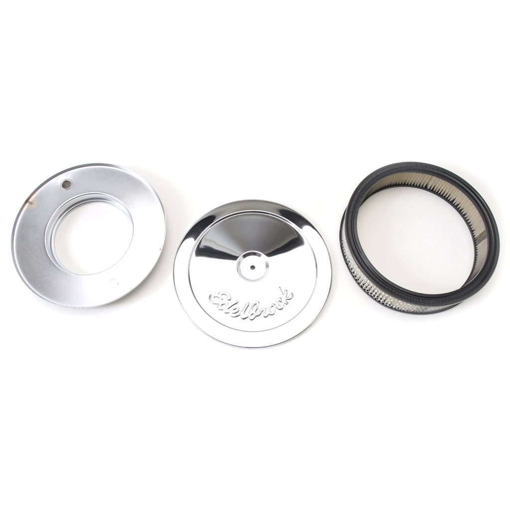 Edelbrock 1208 Pro-Flo Chrome 10" Round Air Cleaner with 2" Paper Element (Deep Flange)