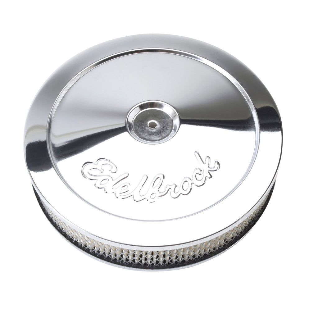 Edelbrock 1208 Pro-Flo Chrome 10" Round Air Cleaner with 2" Paper Element (Deep Flange)