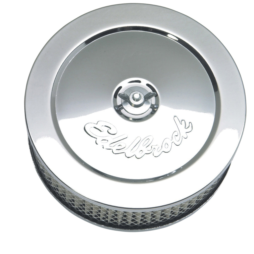 Edelbrock 1209 Pro-Flo Chrome 6" Round Air Cleaner with 2" Paper Element