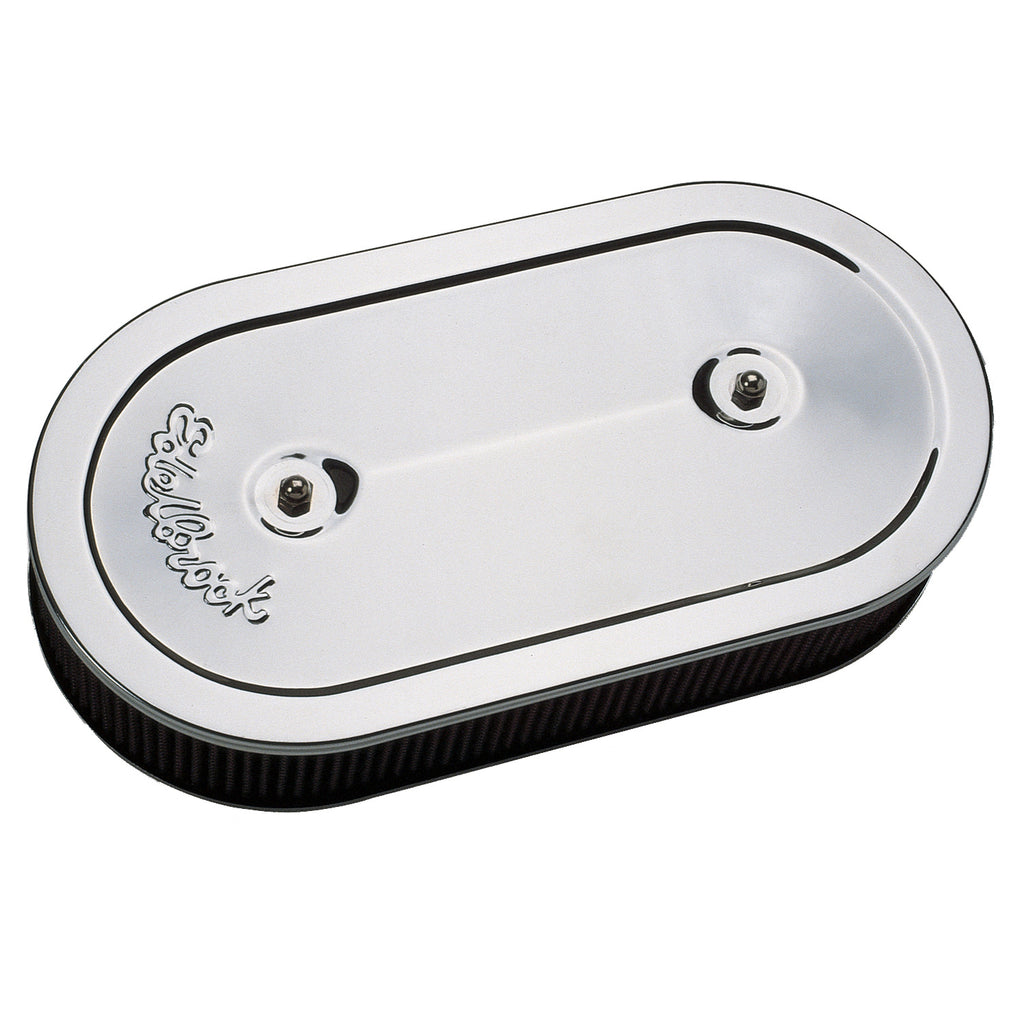 Edelbrock 1235 Pro-Flo Chrome Oval Air Cleaner for Dual-Quads - 2.5" Cotton Element