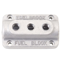Load image into Gallery viewer, Edelbrock 1285 Triple Outlet Fuel Block Kit
