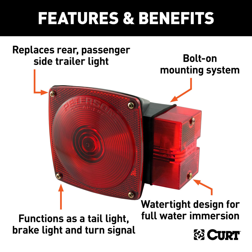 CURT 53452 Submersible Passenger-Side Combination Trailer Light - Truck Part Superstore