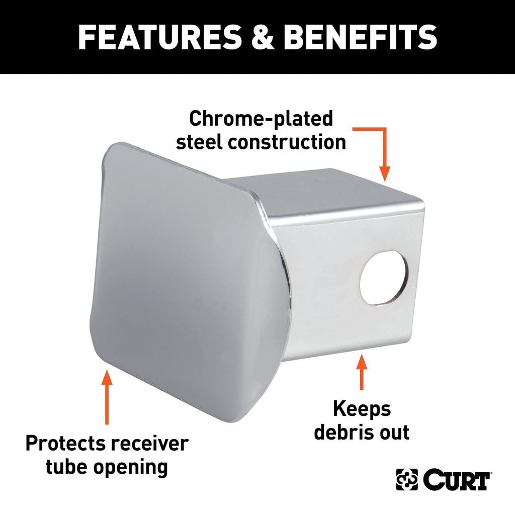 CURT 22110 CURT 22110 Chrome Steel Trailer Hitch Cover; Fits 2-Inch Receiver - Truck Part Superstore