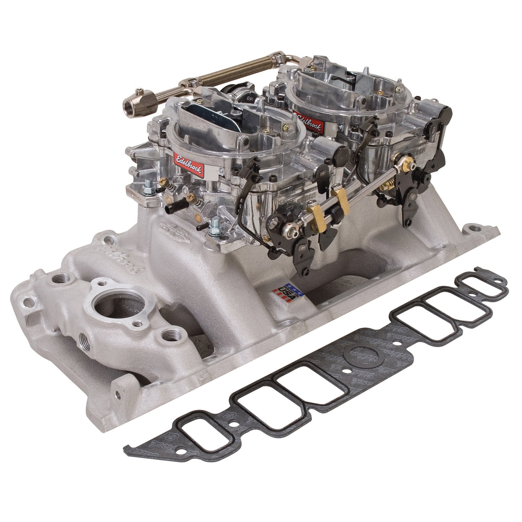 Edelbrock 2066 Engine Intake Manifold / Carburetor Kit for Select Chevrolet B60, Chevrolet B7, Chevrolet Bel Air, Chevrolet Biscayne, Chevrolet Blazer, Chevrolet Brookwood, Chevrolet C10, Chevrolet C10 Pickup, Chevrolet C10 Suburban, Chevrolet C1500,