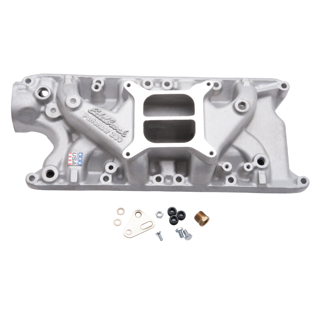 Edelbrock 2121 Performer Intake Manifold Small-Block Ford for Select AC Shelby Cobra, DeTomaso Mangusta, Ford 300, Ford Bronco, Ford Country Sedan, Ford Country Squire, Ford Custom, Ford Custom 500, Ford E-100 Econoline, Ford E-100 Econoline Club Wagon,