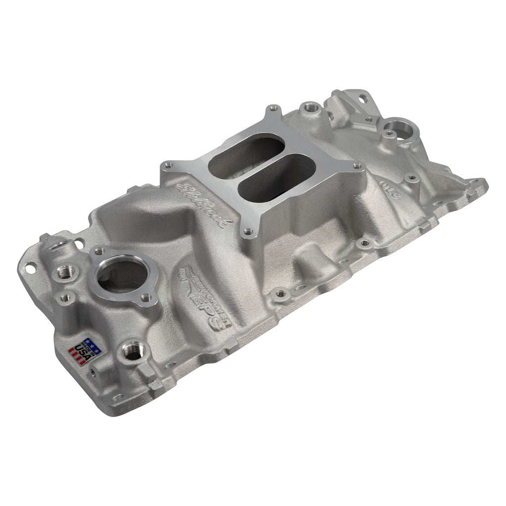Edelbrock 2701 Performer EPS Intake Manifold for 1955-86 Small-Block Chevy for Select Avanti II, Buick Century, Buick LeSabre, Buick Regal, Buick Skylark, Checker Aerobus, Checker Deluxe, Checker Marathon, Checker Taxicab, Chevrolet 3B, Chevrolet 3C,