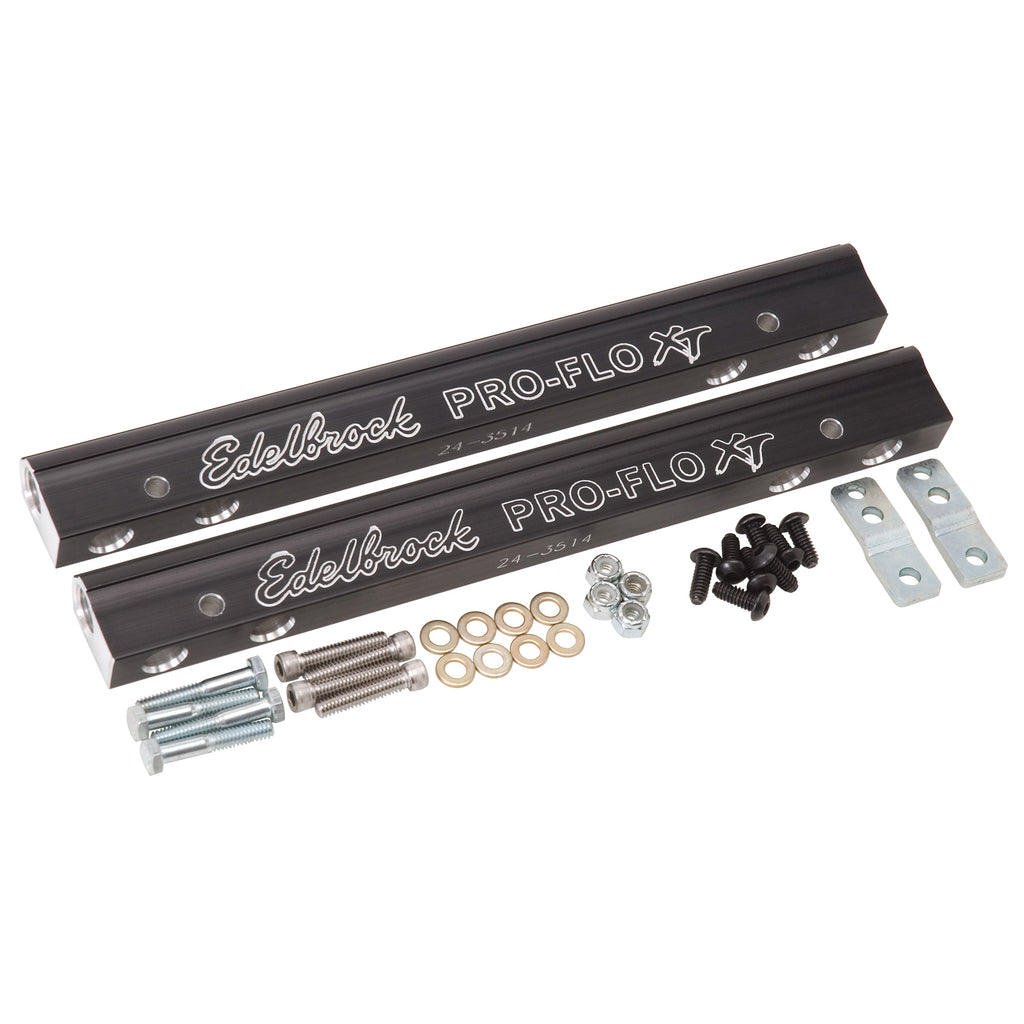 Edelbrock 3627 Fuel Rail Kit for Small-Block Chevy -6 AN in Black Finish for Select Avanti II, Buick Century, Buick LeSabre, Buick Regal, Buick Skylark, Checker Aerobus, Checker Deluxe, Checker Marathon, Checker Taxicab, Chevrolet 3B, Chevrolet 3C,