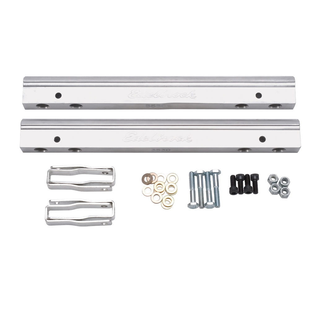 Edelbrock 3630 Fuel Rail Kit for Small-Block Chevy -6 AN in Clear Finish