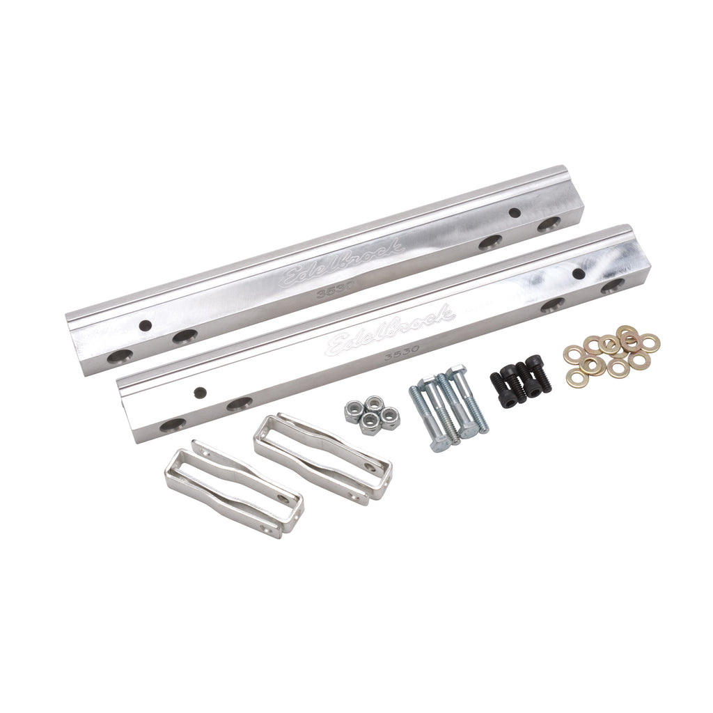 Edelbrock 3630 Fuel Rail Kit for Small-Block Chevy -6 AN in Clear Finish