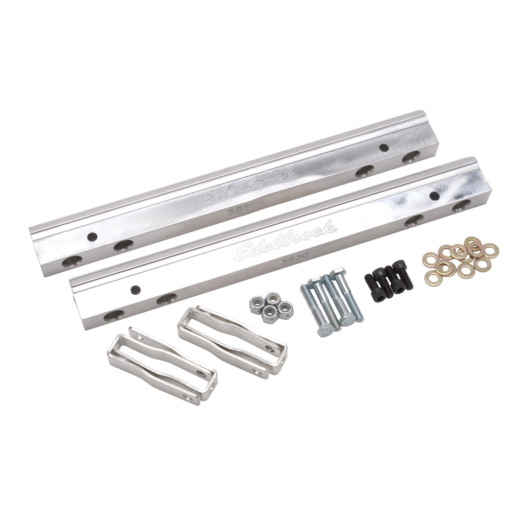 Edelbrock 3630 Fuel Rail Kit for Small-Block Chevy -6 AN in Clear Finish
