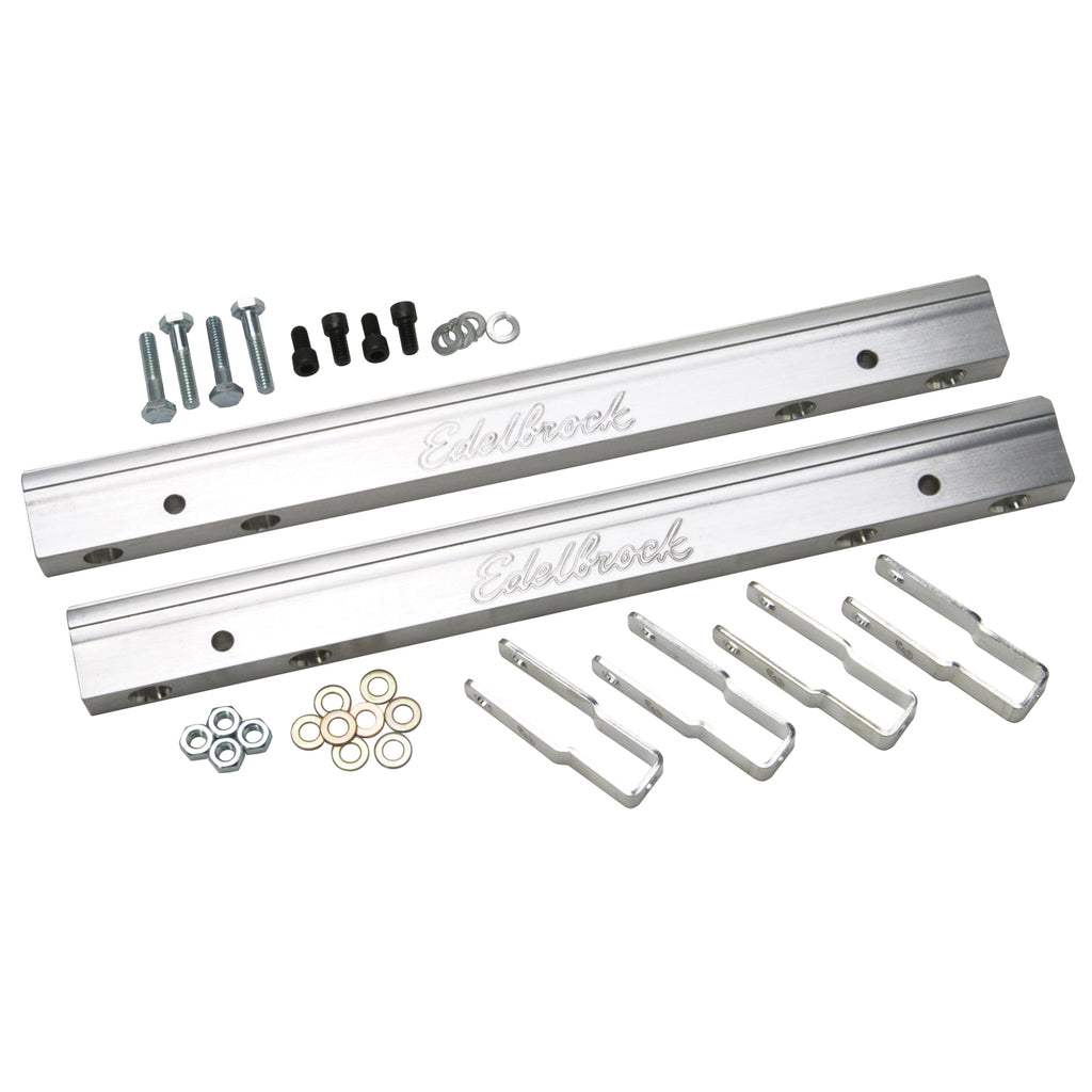 Edelbrock 3633 Fuel Rail Kit for Big-Block Chevy -6 AN in Clear Finish
