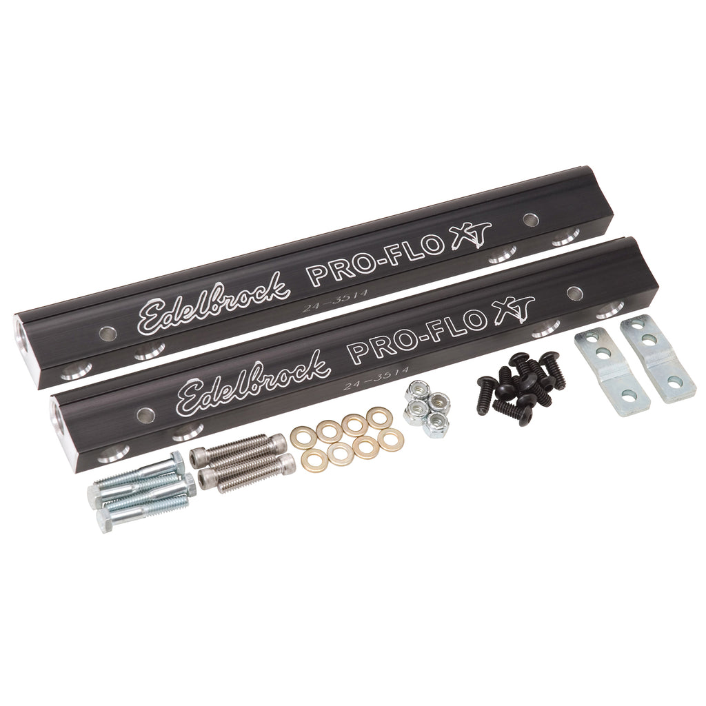 Edelbrock 3644 Fuel Rail Kit for Big-Block Chrysler 413-440 -6 AN in Black Finish