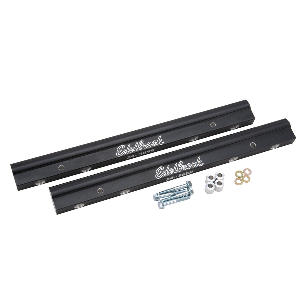 Edelbrock 3659 Fuel Rail Kit for Big-Block Chevy -8 AN in Black Finish
