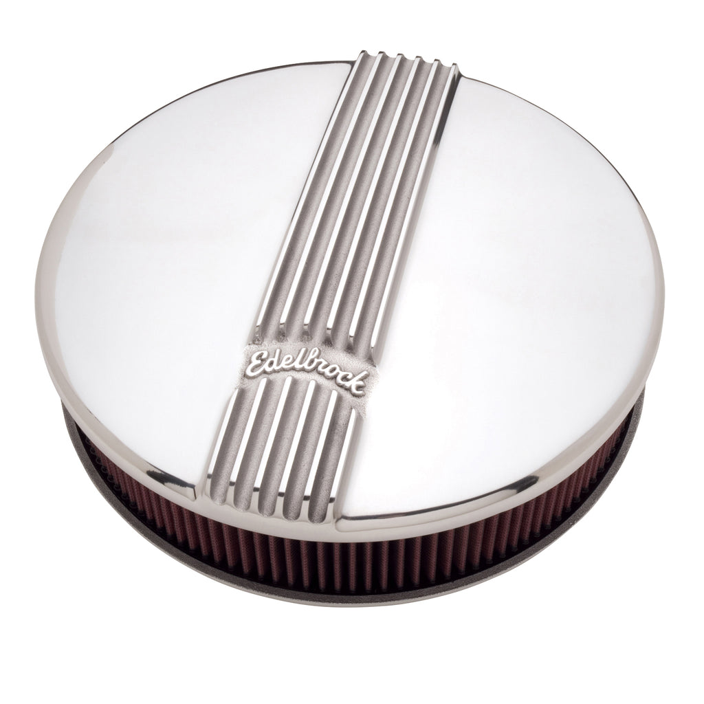 Edelbrock 4117 Classic Series Polished Round Air Cleaner for Single 4-bbl Carb - 3" Element