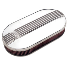 Load image into Gallery viewer, Edelbrock 4119 Pro-Flo Polished Large Oval Air Cleaner for Dual-Quads - 2.4" Cotton Element