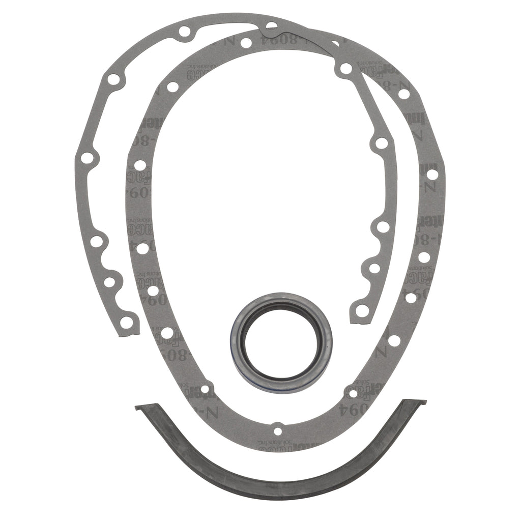 Edelbrock 4243 Replacement Timing Cover Gasket #4243 For SB Chevy, Fits 2-Piece Part #4242 for Select Buick Century, Buick LeSabre, Buick Regal, Buick Skylark, Chevrolet Bel Air, Chevrolet Biscayne, Chevrolet Blazer, Chevrolet Brookwood, Chevrolet C10,