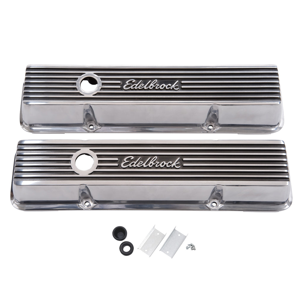 Edelbrock 4262 Elite II Valve Covers for Chevy 262-400 V8 1959-86. for Select Buick Century, Buick LeSabre, Buick Regal, Buick Skylark, Chevrolet Bel Air, Chevrolet Biscayne, Chevrolet Blazer, Chevrolet Brookwood, Chevrolet C10, Chevrolet C10 Pickup,