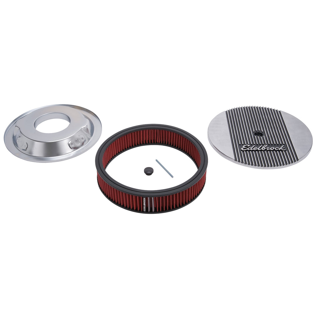 Edelbrock 4266 Elite 2 Series Polished 14" Round Air Cleaner - 3" Pro-Flo Element (Deep Flange)