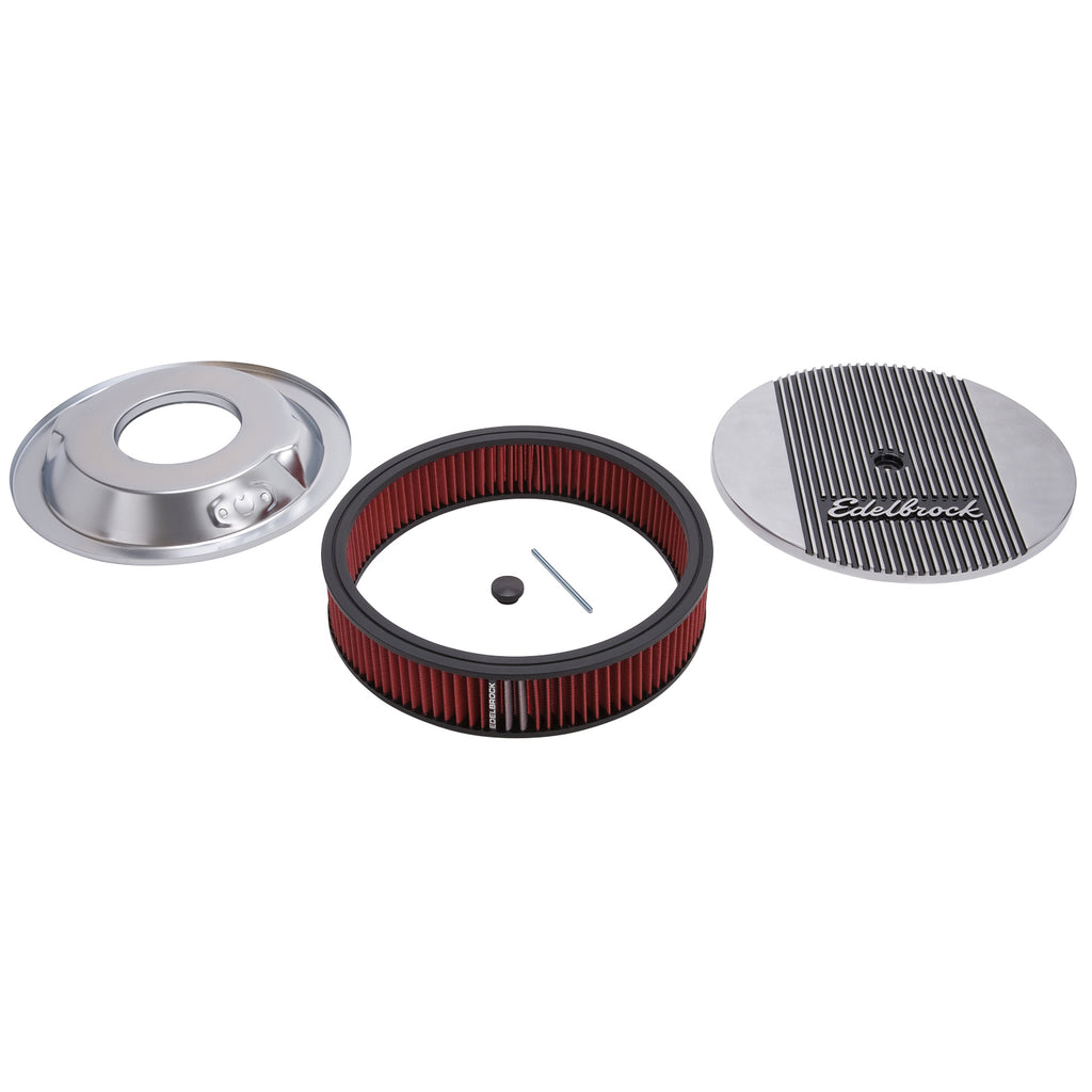 Edelbrock 4268 Elite 2 Series Polished 14" Round Air Cleaner - 3" Pro-Flo Element