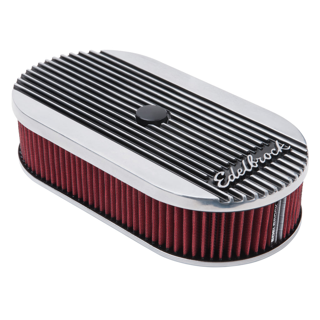 Edelbrock 4273 Elite 2 Series Polished Oval Air Cleaner for Single 4-bbl Carb - 2.5" Element