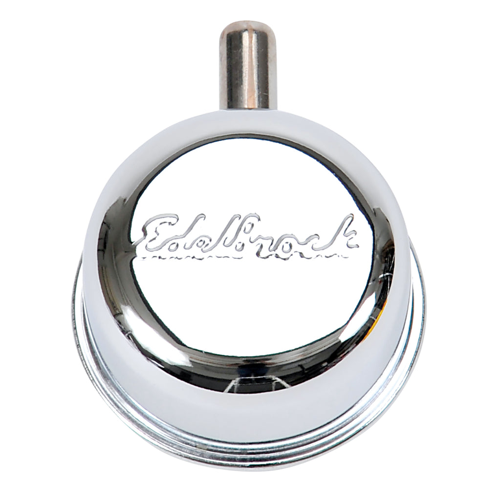 Edelbrock 4410 Signature Series Chrome Round push-in Breather with 90Â° vent Nipple