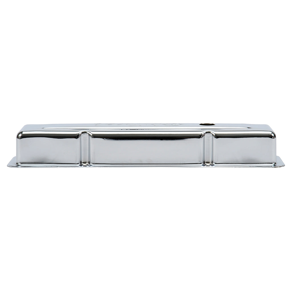 Edelbrock 4449 Signature Series Valve Covers, Chrome, Low Profile, Chevrolet 262-400, '59-'86 for Select Buick Century, Buick LeSabre, Buick Regal, Buick Skylark, Chevrolet Bel Air, Chevrolet Biscayne, Chevrolet Blazer, Chevrolet Brookwood, Chevrolet