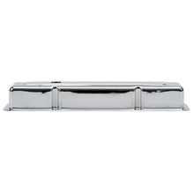 Load image into Gallery viewer, Edelbrock 4449 Signature Series Valve Covers, Chrome, Low Profile, Chevrolet 262-400, '59-'86 for Select Buick Century, Buick LeSabre, Buick Regal, Buick Skylark, Chevrolet Bel Air, Chevrolet Biscayne, Chevrolet Blazer, Chevrolet Brookwood, Chevrolet