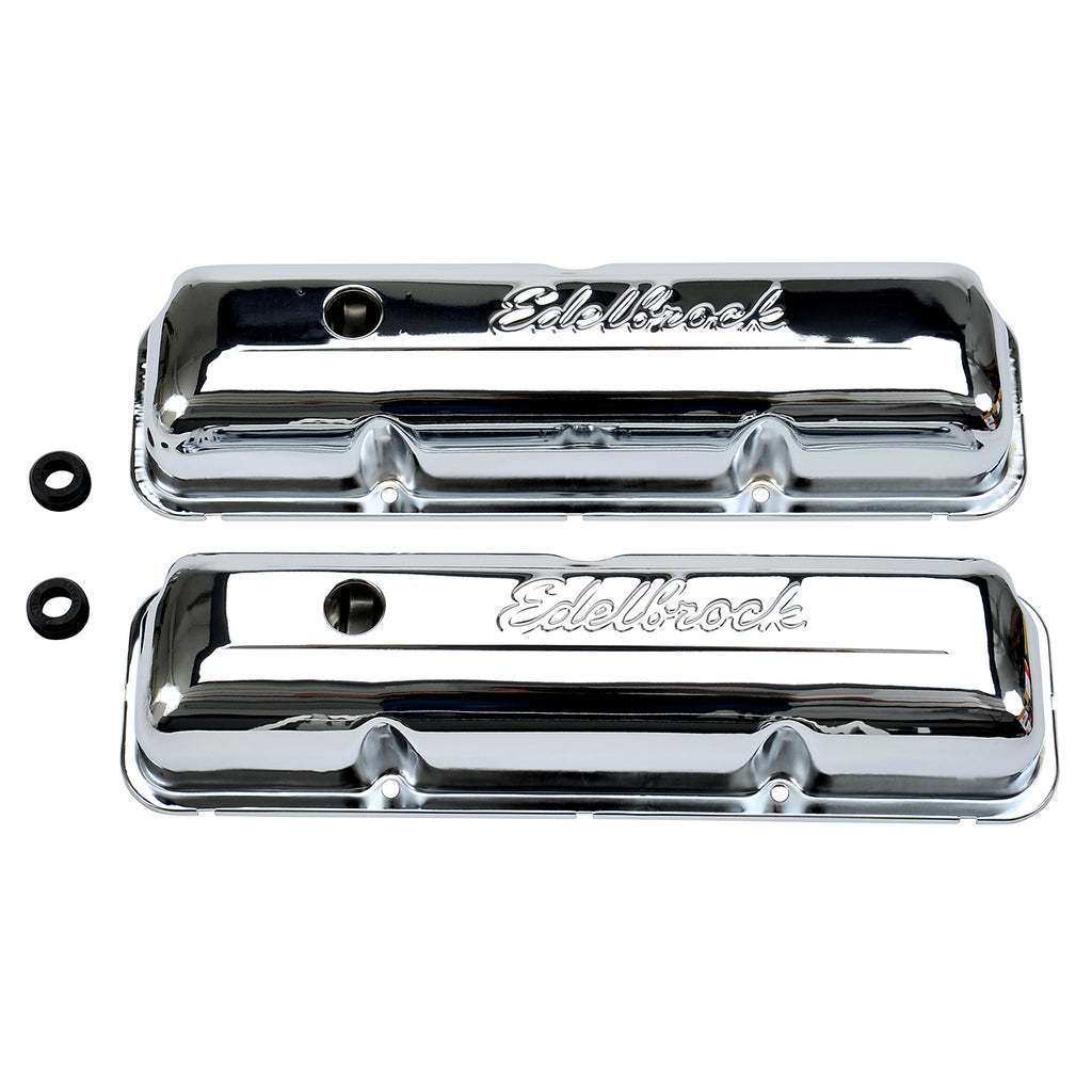 Edelbrock 4462 Signature Series Valve Covers for FE 332-352-360-390-406-410-427-428 for Select Ford 300, Ford Club, Ford Country Sedan, Ford Country Squire, Ford Custom, Ford Custom 300, Ford Custom 500, Ford Del Rio Wagon, Ford F-100, Ford F-150, Ford