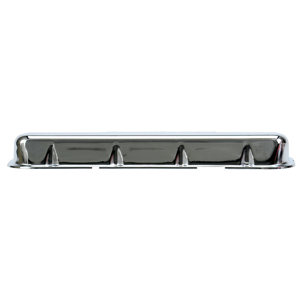 Edelbrock 4480 Signature Series Valve Covers, Chrome, Low Profile, Chevrolet 396-502, '65-Later for Select Chevrolet Bel Air, Chevrolet Biscayne, Chevrolet Blazer, Chevrolet Brookwood, Chevrolet C10, Chevrolet C10 Pickup, Chevrolet C10 Suburban,