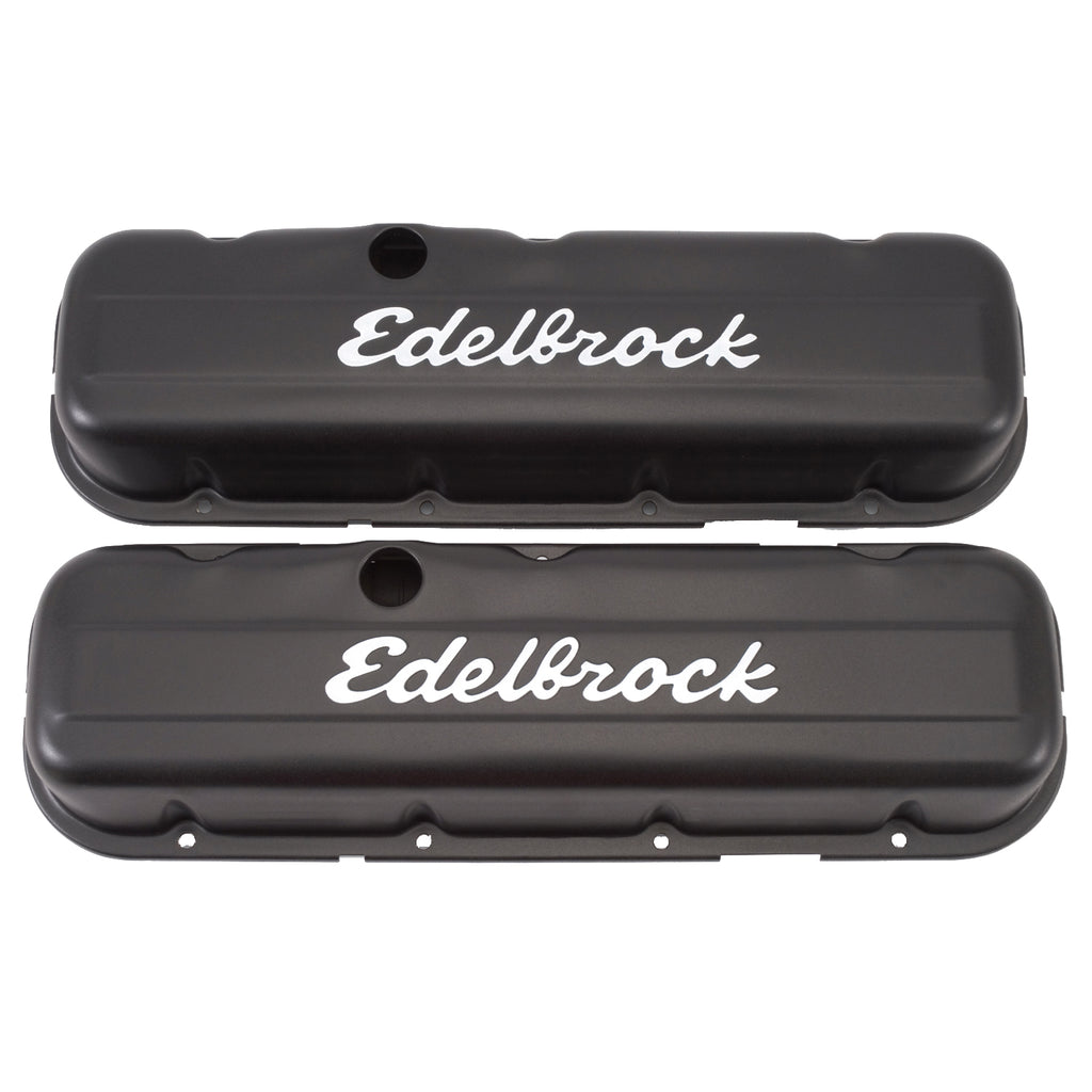 Edelbrock 4483 Signature Series Valve Covers, Black, Low Profile, Chevrolet 396-502, '65-Later