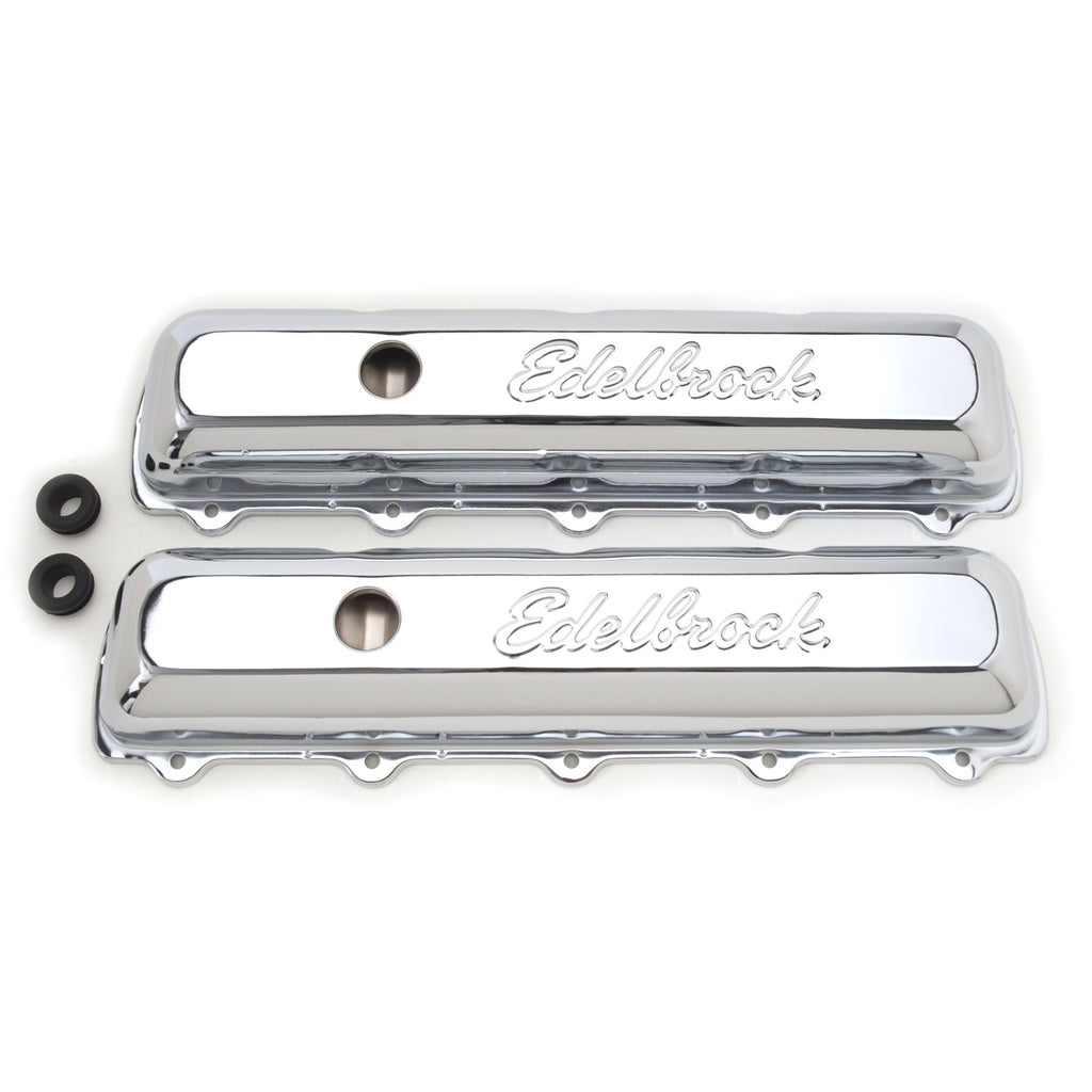 Edelbrock 4485 Signature Series Valve Covers for Oldsmobile 350-455 V8 for Select Buick Century, Buick Electra, Buick Estate Wagon, Buick LeSabre, Buick Regal, Buick Riviera, Buick Skylark, Oldsmobile 442, Oldsmobile 98, Oldsmobile Custom Cruiser,