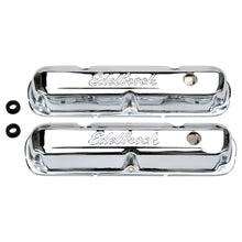 Load image into Gallery viewer, Edelbrock 4495 Signature Series Valve Covers for Chrysler 318-340-360 V8 65-91 for Select Chrysler Cordoba, Chrysler Fifth Avenue, Chrysler Imperial, Chrysler LeBaron, Chrysler New Yorker, Chrysler Newport, Chrysler Town &amp; Country, Dodge A100, Dodge A100