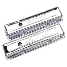 Load image into Gallery viewer, Edelbrock 4649 Signature Series Valve Covers, Chrome, Tall Profile, Chevrolet 262-400, '59-'86 for Select Buick Century, Buick LeSabre, Buick Regal, Buick Skylark, Chevrolet Bel Air, Chevrolet Biscayne, Chevrolet Blazer, Chevrolet Brookwood, Chevrolet