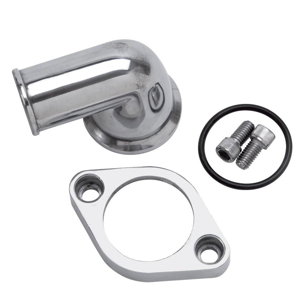 Edelbrock 4818 Edelbrock 90 Deg. Polished Aluminum Waterneck for Chevy 4.3L V6 & Chevy V8