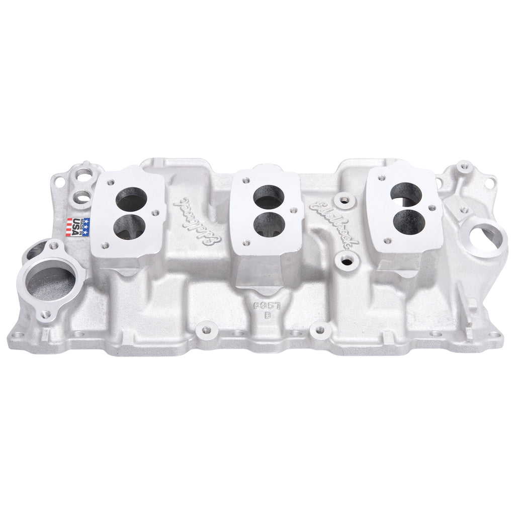Edelbrock 5418 C-357-B Triple-Deuce Intake Manifold for 1955-86 262-400 c.i.d. SB Chevys for Select Buick Century, Buick LeSabre, Buick Regal, Buick Skylark, Chevrolet 3B, Chevrolet 3C, Chevrolet 3D, Chevrolet 3E, Chevrolet 3F, Chevrolet 3G, Chevrolet