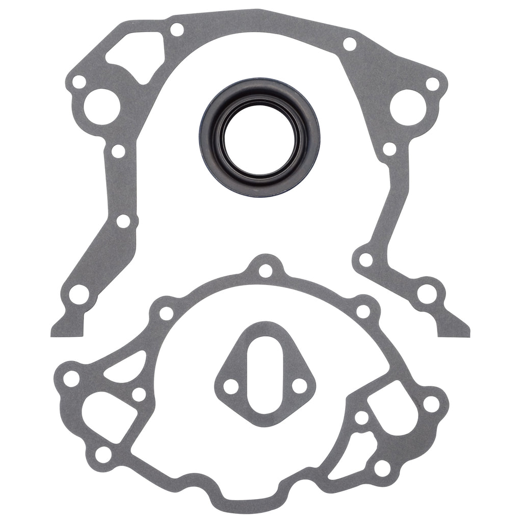 Edelbrock 6991 Front Timing Cover Gasket Set #6991 For Small-Block Ford, With Front Seal for Select Ford 300, Ford Bronco, Ford Country Sedan, Ford Country Squire, Ford Custom, Ford Custom 500, Ford E-100 Econoline, Ford E-100 Econoline Club Wagon, Ford