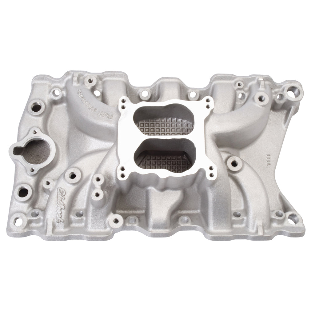 Edelbrock 7111 Performer Small Block Oldsmobile 350 Intake Manifold for Select Buick Century, Buick Electra, Buick Estate Wagon, Buick GS, Buick LeSabre, Buick Regal, Buick Riviera, Buick Skylark, Chevrolet Bel Air, Chevrolet Camaro, Chevrolet Caprice,
