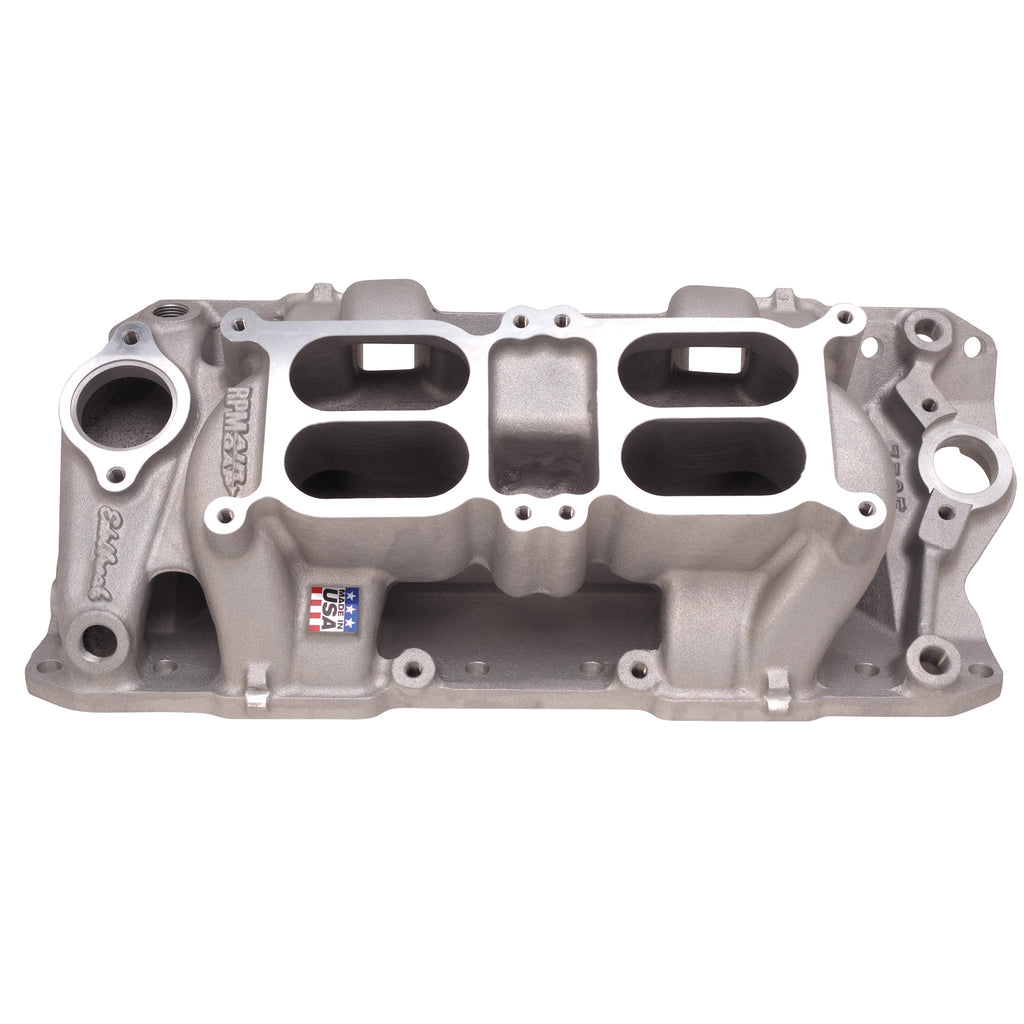 Edelbrock 7525 Performer RPM AIR-Gap Small Block Chevy Dual-Quad Intake Manifold for Select Avanti II, Buick Century, Buick LeSabre, Buick Regal, Buick Skylark, Checker Aerobus, Checker Deluxe, Checker Marathon, Checker Taxicab, Chevrolet 3B, Chevrolet