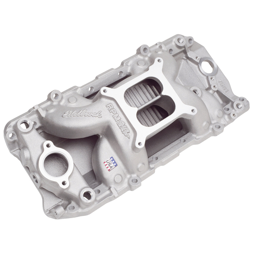 Edelbrock 7561 RPM Air-Gap Big Block Chevy 2-O Intake Manifold for Select Chevrolet Bel Air, Chevrolet Biscayne, Chevrolet Blazer, Chevrolet Brookwood, Chevrolet C10, Chevrolet C10 Pickup, Chevrolet C10 Suburban, Chevrolet C20, Chevrolet C20 Pickup,