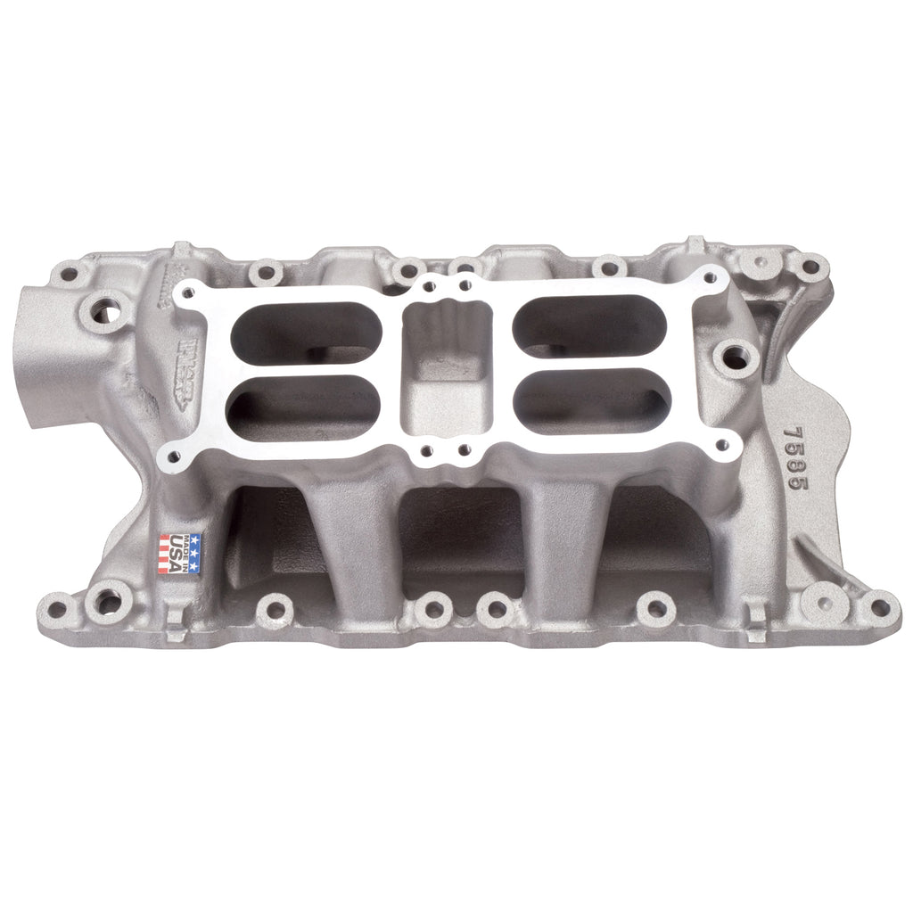 Edelbrock 7585 RPM Air-Gap Dual-Quad Smal Block Ford 351W Intake Manifold for Select Bricklin SV-1, DeTomaso Pantera, Ford Bronco, Ford Country Sedan, Ford Country Squire, Ford Custom, Ford Custom 500, Ford E-100 Econoline, Ford E-100 Econoline Club